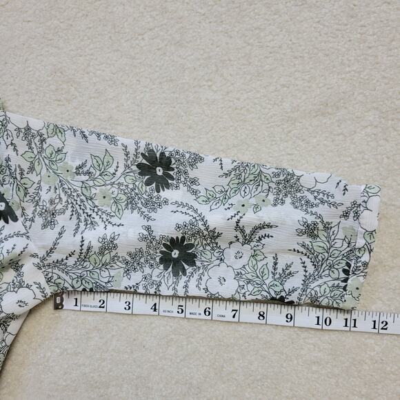 H&M 10 Babydoll Pullover 3/4 Sleeve Lace V-Neck Chiffon Blouse Top Black White - Picture 11 of 16